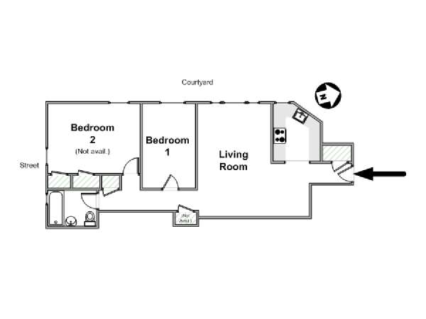 New York 2 Bedroom roommate share apartment - apartment layout  (NY-16532)
