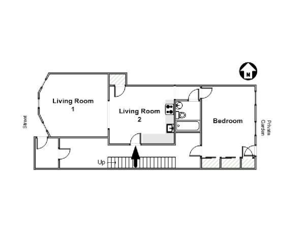 New York 1 Camera da letto appartamento - piantina approssimativa dell' appartamento  (NY-16543)