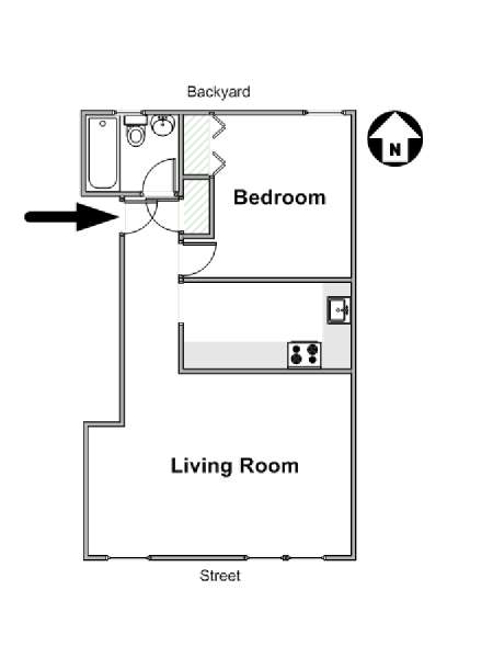 New York 1 Bedroom apartment - apartment layout  (NY-16566)