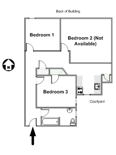 New York 3 Bedroom roommate share apartment - apartment layout  (NY-16571)