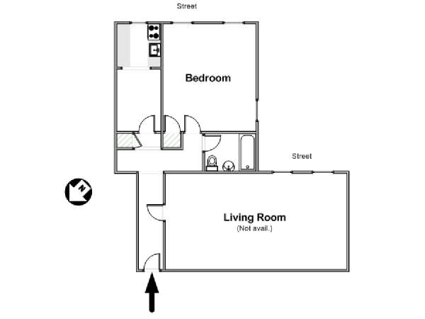 New York 1 Camera da letto stanza in affitto - piantina approssimativa dell' appartamento  (NY-16589)