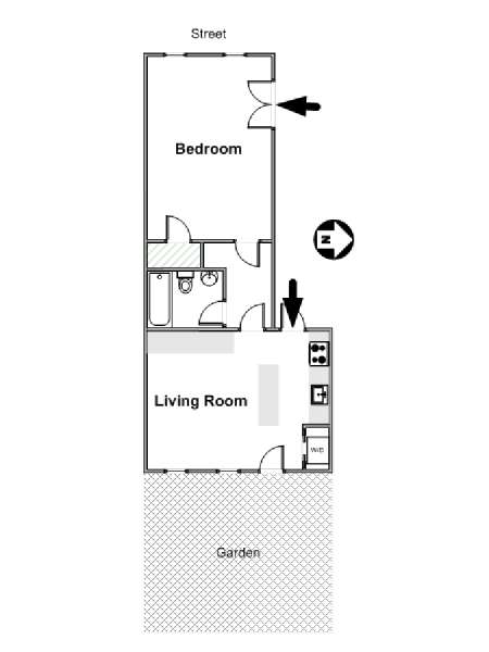 New York 1 Camera da letto appartamento - piantina approssimativa dell' appartamento  (NY-16600)
