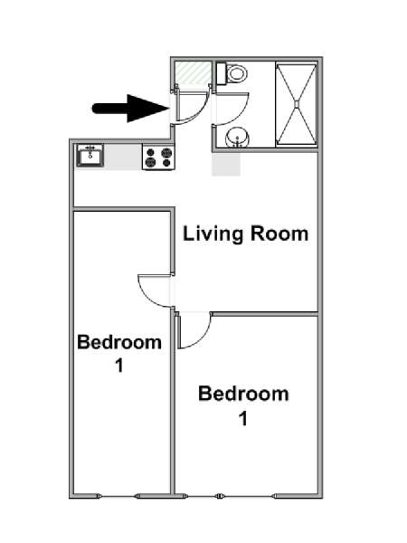 New York 2 Bedroom roommate share apartment - apartment layout  (NY-16613)