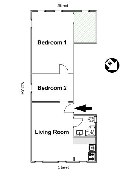 New York 2 Zimmer wohnungsvermietung - layout  (NY-16616)