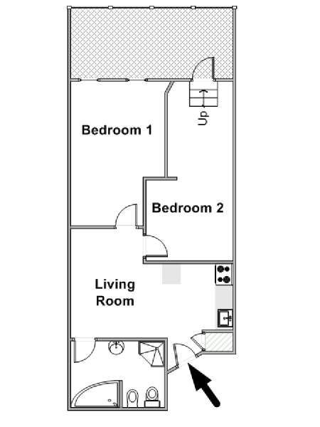 New York 2 Bedroom roommate share apartment - apartment layout  (NY-16672)