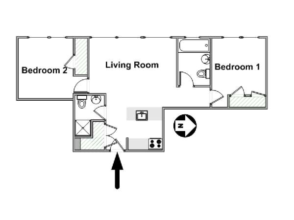 New York 2 Camere da letto appartamento - piantina approssimativa dell' appartamento  (NY-16693)
