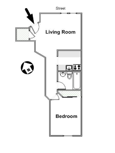New York 2 Zimmer wohnungsvermietung - layout  (NY-16694)