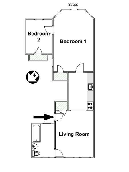 New York 2 Bedroom apartment - apartment layout  (NY-16698)