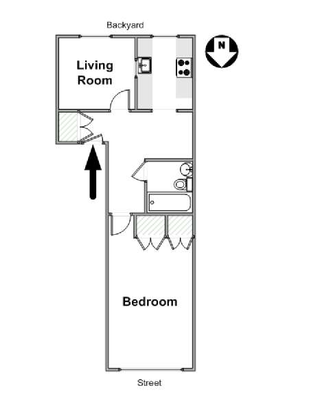 New York 1 Bedroom apartment - apartment layout  (NY-16707)