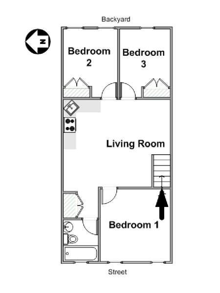 New York 3 Bedroom apartment - apartment layout  (NY-16713)
