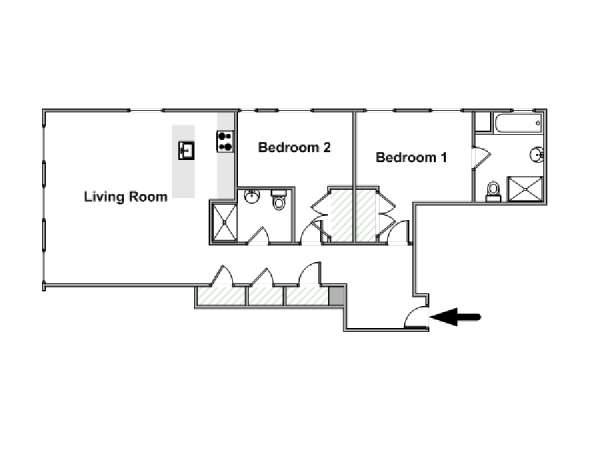 New York 2 Camere da letto appartamento casa vacanze - piantina approssimativa dell' appartamento  (NY-16718)