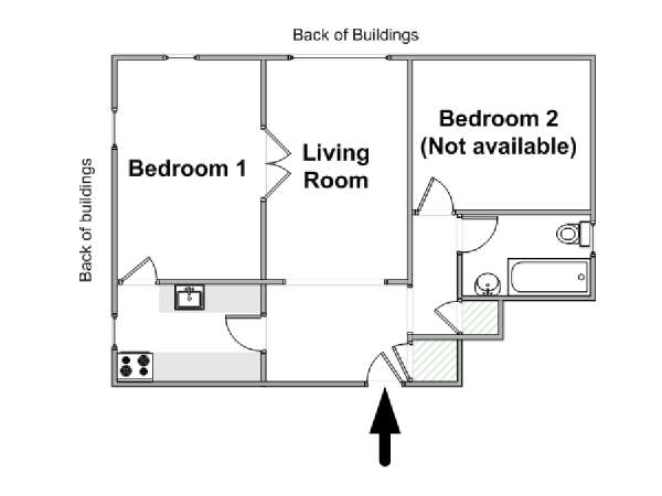 New York 2 Camere da letto stanza in affitto - piantina approssimativa dell' appartamento  (NY-16730)