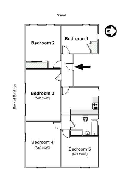 New York 5 Bedroom roommate share apartment - apartment layout  (NY-16748)