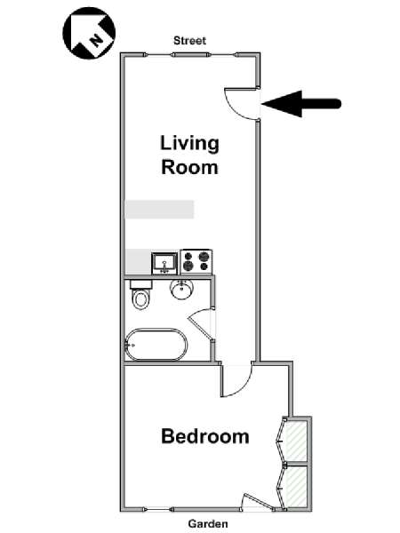 New York 1 Bedroom accommodation - apartment layout  (NY-16783)
