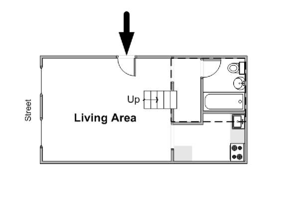 New York Monolocale appartamento - piantina approssimativa dell' appartamento  (NY-16798)
