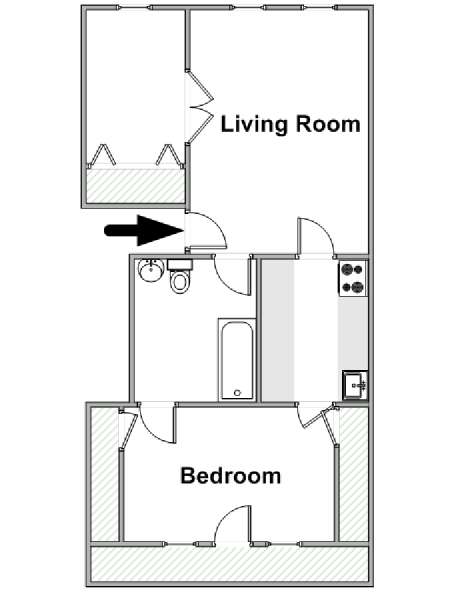 New York 1 Bedroom apartment - apartment layout  (NY-16801)