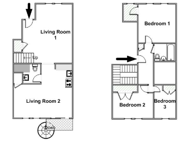 New York 4 Bedroom - Duplex apartment - apartment layout  (NY-16803)