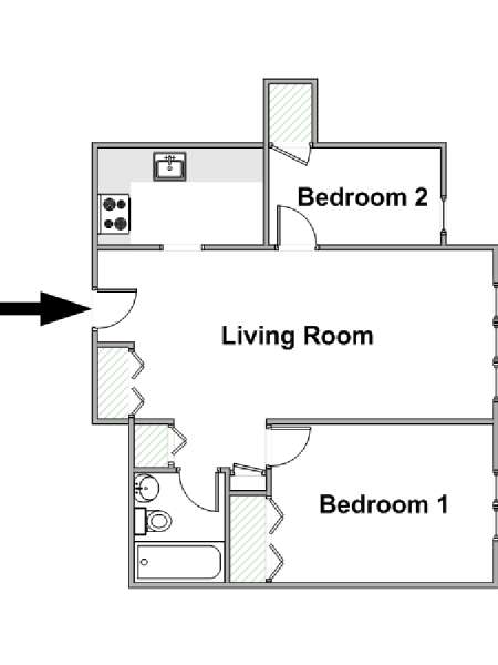New York 2 Camere da letto appartamento - piantina approssimativa dell' appartamento  (NY-16818)