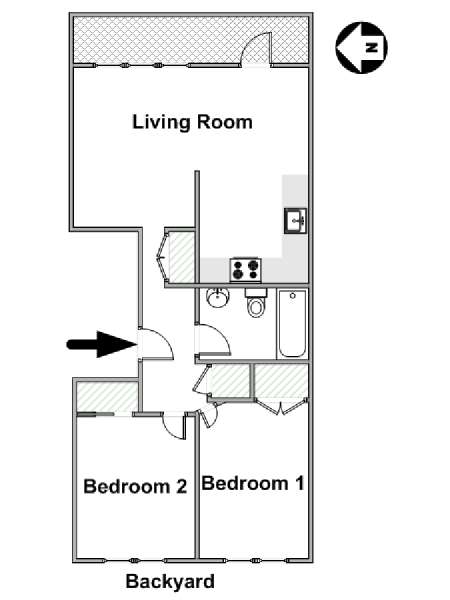 New York 2 Camere da letto appartamento - piantina approssimativa dell' appartamento  (NY-16830)