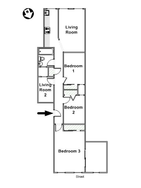 New York 3 Bedroom apartment - apartment layout  (NY-16876)