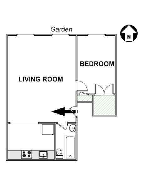 New York 1 Camera da letto appartamento - piantina approssimativa dell' appartamento  (NY-16878)