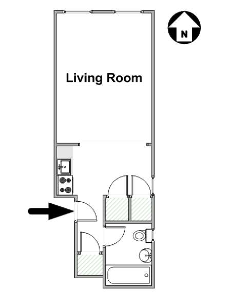 New York Monolocale appartamento - piantina approssimativa dell' appartamento  (NY-16881)