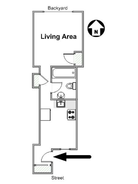 New York Grande monolocale appartamento - piantina approssimativa dell' appartamento  (NY-16894)