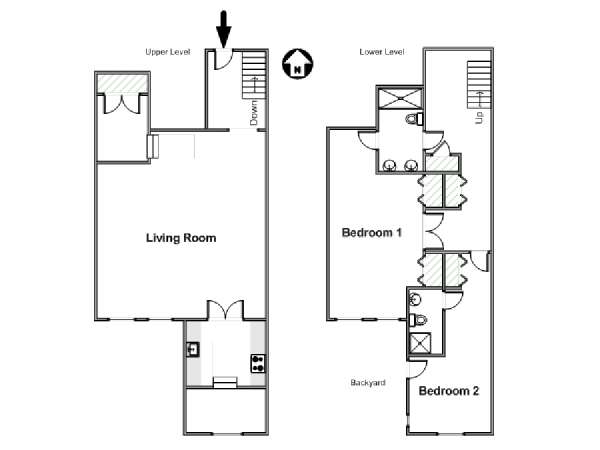 New York 2 Bedroom - Duplex apartment - apartment layout  (NY-16898)
