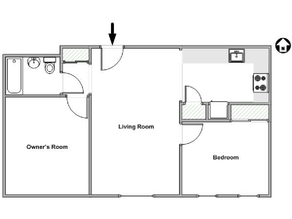 New York 2 Camere da letto stanza in affitto - piantina approssimativa dell' appartamento  (NY-16919)
