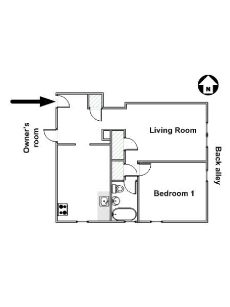 New York T3 appartement colocation - plan schématique  (NY-16948)