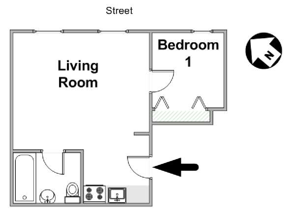 New York 1 Bedroom apartment - apartment layout  (NY-16991)