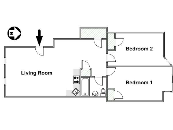 New York 2 Camere da letto appartamento - piantina approssimativa dell' appartamento  (NY-17008)