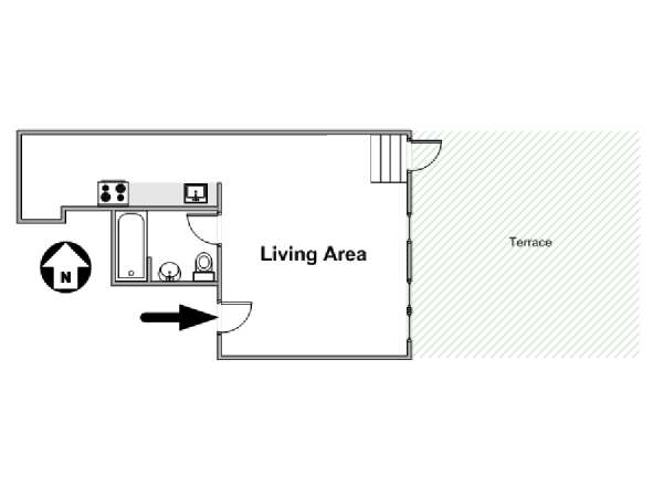 New York Monolocale appartamento - piantina approssimativa dell' appartamento  (NY-17010)
