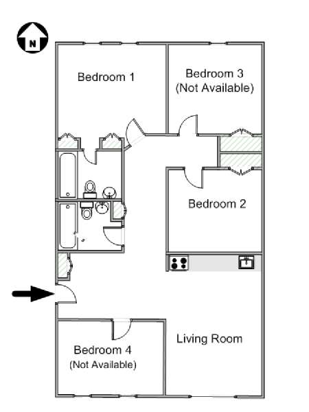 New York 4 Bedroom roommate share apartment - apartment layout  (NY-17038)