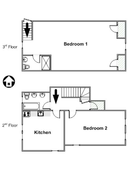 New York T3 appartement bed breakfast - plan schématique  (NY-17051)