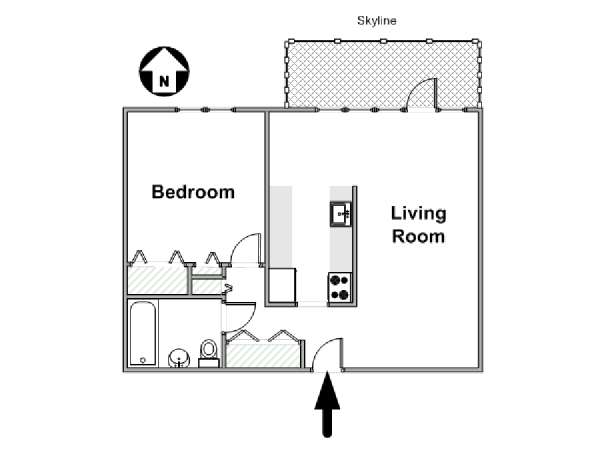 New York 1 Bedroom apartment - apartment layout  (NY-17080)
