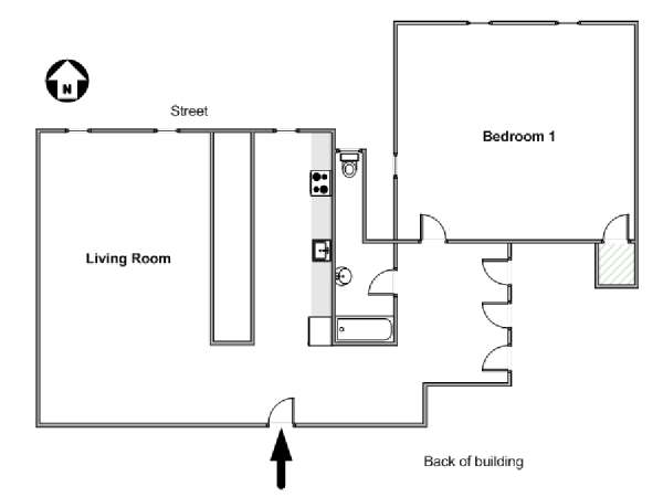 New York 1 Bedroom roommate share apartment - apartment layout  (NY-17126)