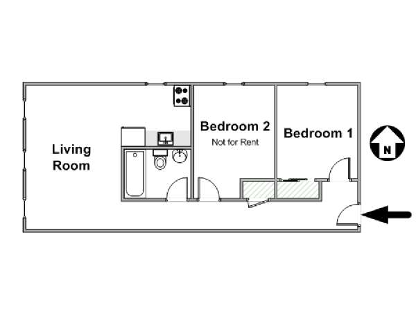 New York 2 Camere da letto stanza in affitto - piantina approssimativa dell' appartamento  (NY-17146)