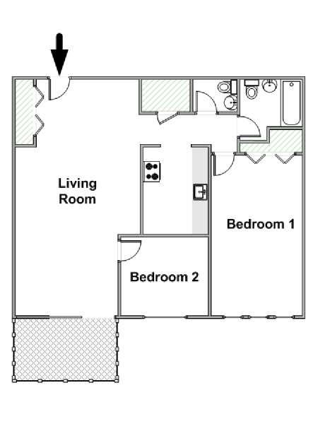 New York 2 Camere da letto appartamento - piantina approssimativa dell' appartamento  (NY-17159)