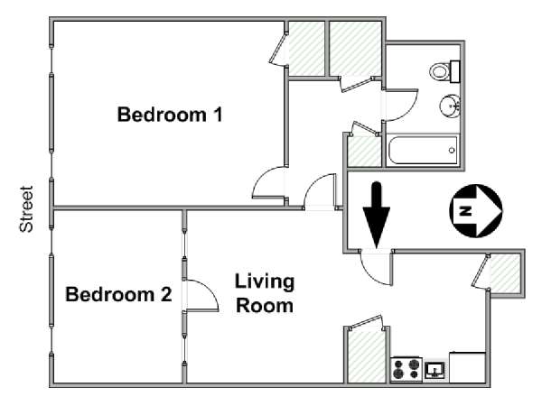 New York 2 Camere da letto appartamento - piantina approssimativa dell' appartamento  (NY-17168)