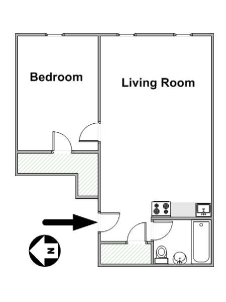 New York 1 Camera da letto appartamento - piantina approssimativa dell' appartamento  (NY-17188)