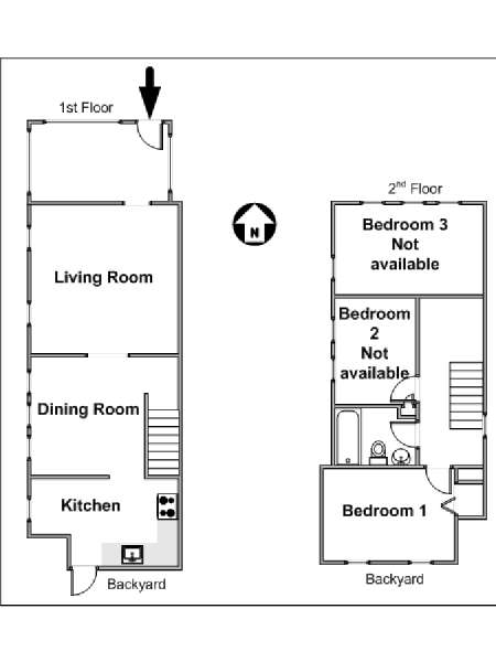 New York 3 Bedroom roommate share apartment - apartment layout  (NY-17191)