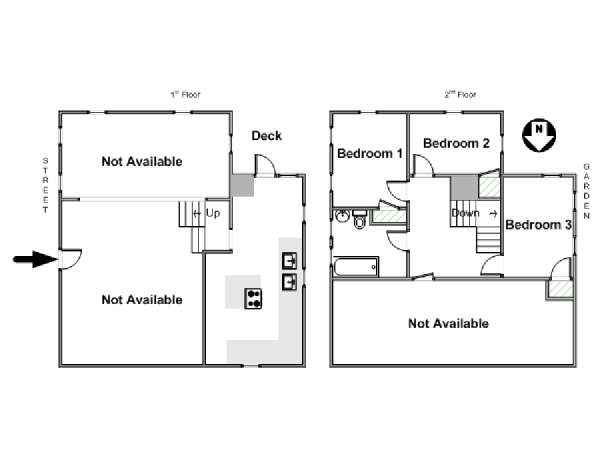 New York T5 - Duplex appartement colocation - plan schématique  (NY-17210)