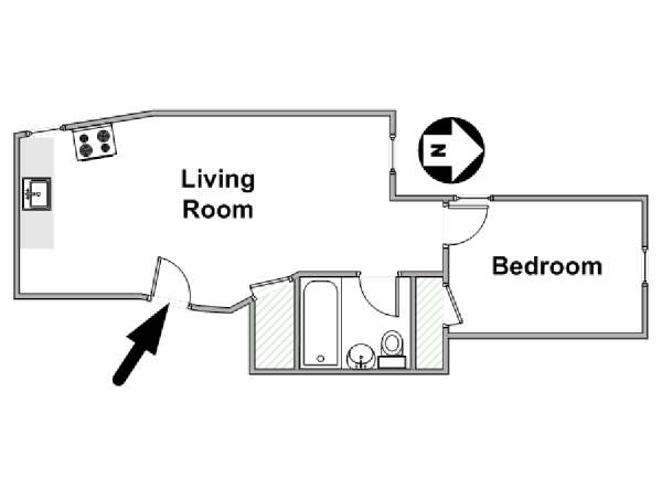 New York 1 Bedroom apartment - apartment layout  (NY-17218)