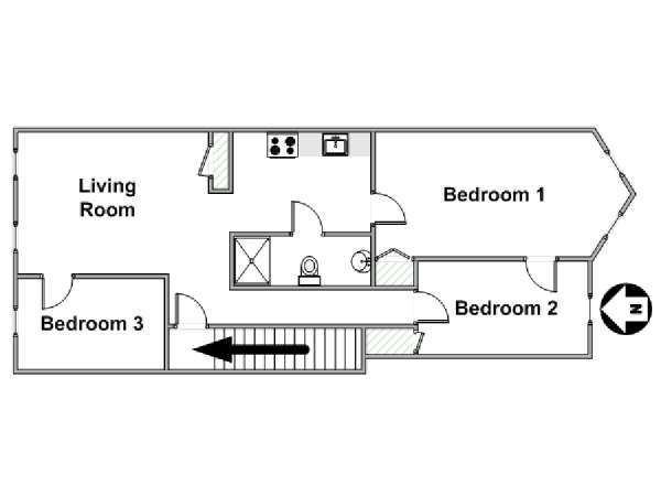New York 3 Bedroom apartment - apartment layout  (NY-17224)