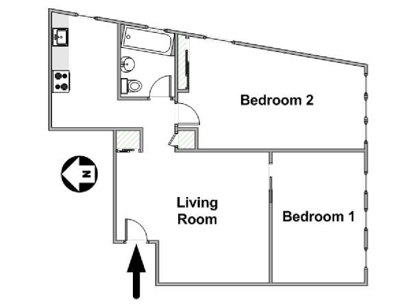 New York 2 Bedroom roommate share apartment - apartment layout  (NY-17229)