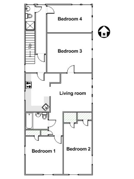 New York 4 Bedroom roommate share apartment - apartment layout  (NY-17236)
