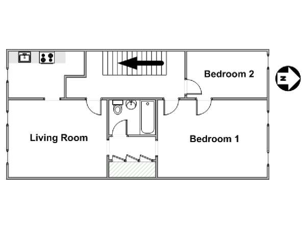New York 2 Camere da letto appartamento - piantina approssimativa dell' appartamento  (NY-17237)