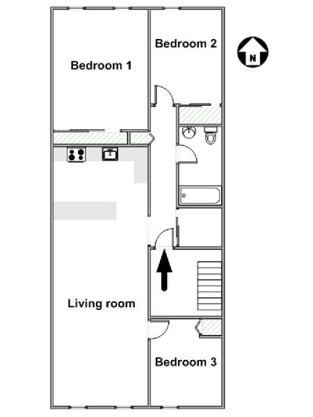 Nueva York 3 Dormitorios apartamento - esquema  (NY-17240)