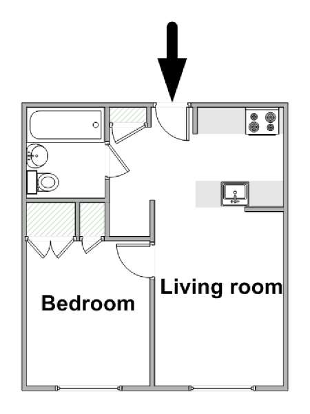 New York 1 Bedroom apartment - apartment layout  (NY-17268)